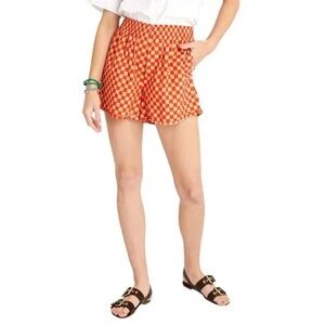 BNWT Clare V checkered tan and red shorts